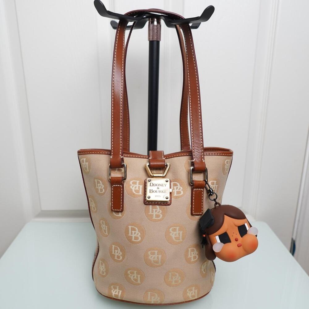 Dooney Bourke Canvas Bucket Tote Tan Brown